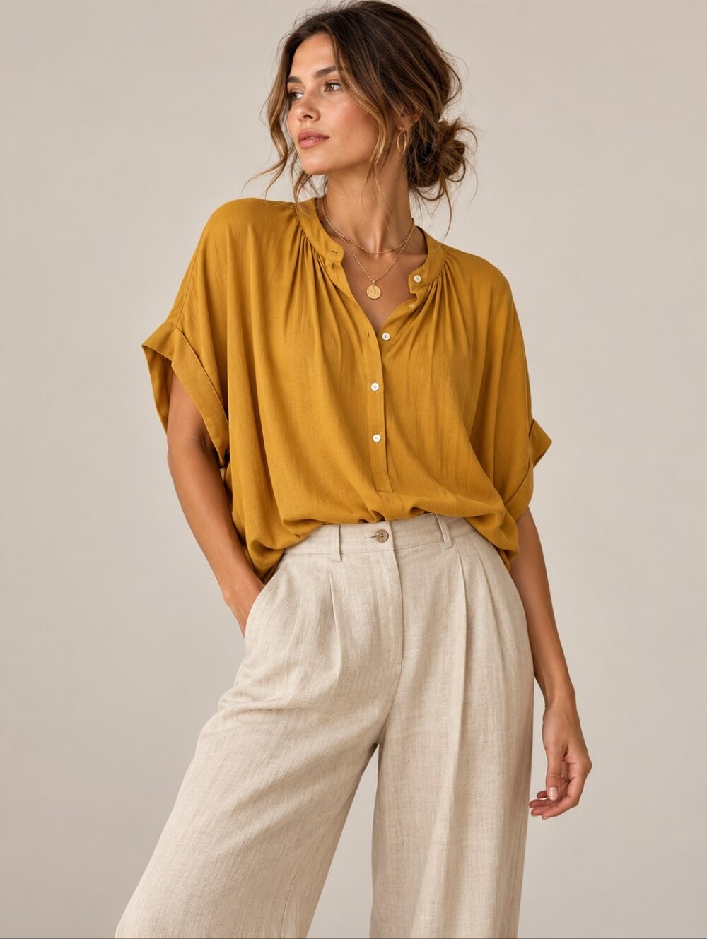 NWT J.CREW Drapey Popover Dolman Sleeve Shirt Blouse In Ochre Medium